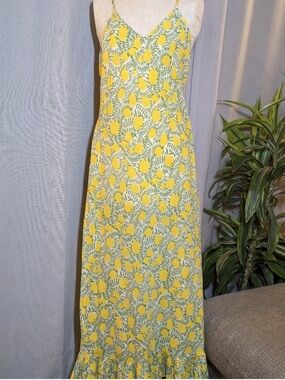 Mille Lemon Yellow Dress Hand Blocked Cotton M